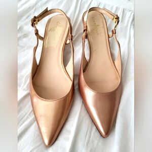 Cole Haan Kitten Heel Rose Gold Metalic Slingback
